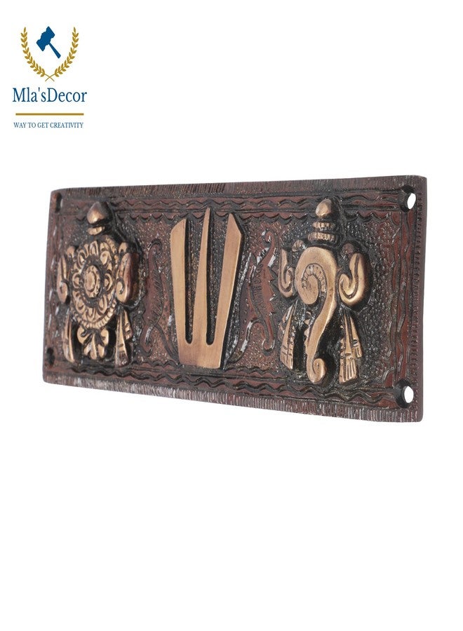 Mla's Decor Tirupati Balaji Shankh Chakra Namah Showpiece For Wall Hanging And Main Door Brass Shankh Chakra Namah Wall Hanging Decorative For Home,Office & Room,Showpiece Religious Idol - 8 Cm - Image 3